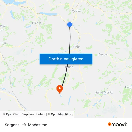 Sargans to Madesimo map