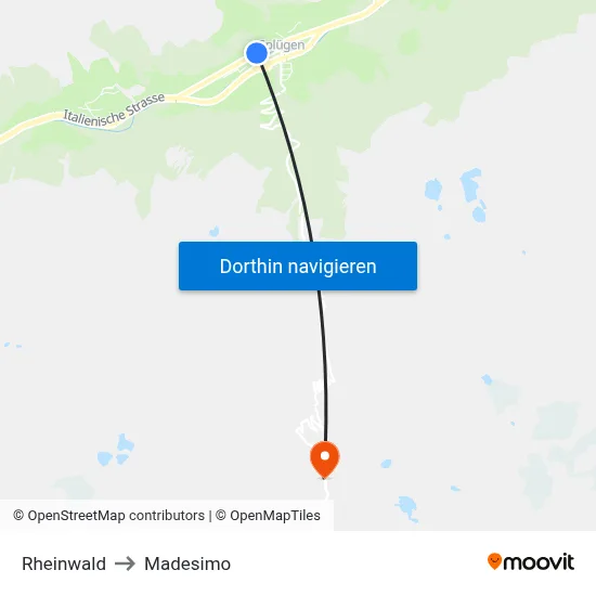 Rheinwald to Madesimo map