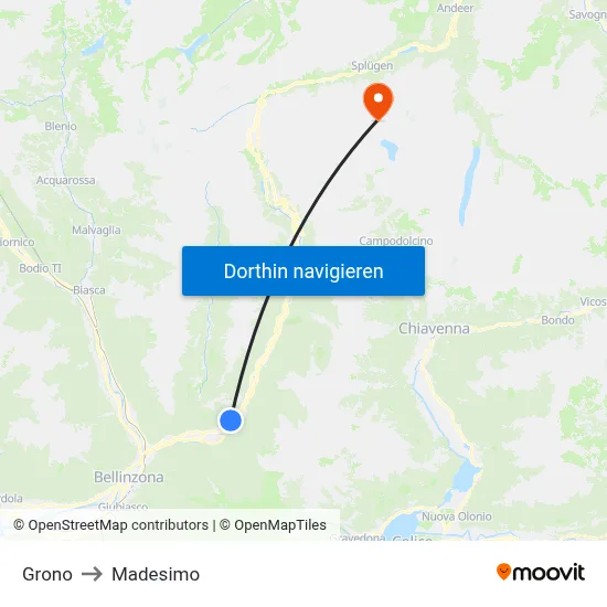Grono to Madesimo map