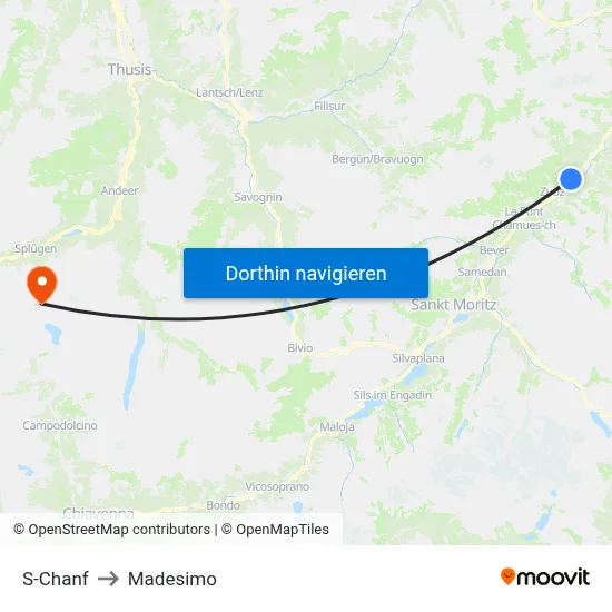 S-Chanf to Madesimo map