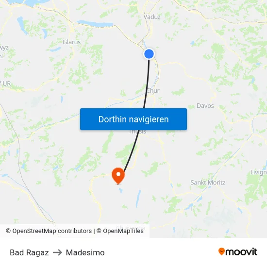 Bad Ragaz to Madesimo map