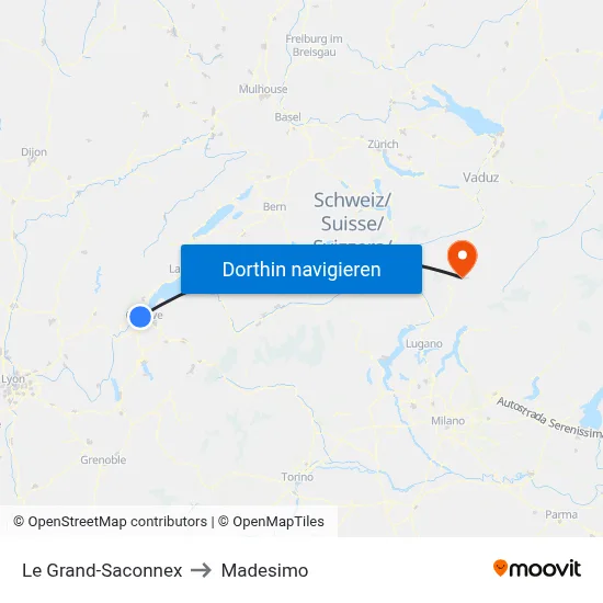 Le Grand-Saconnex to Madesimo map