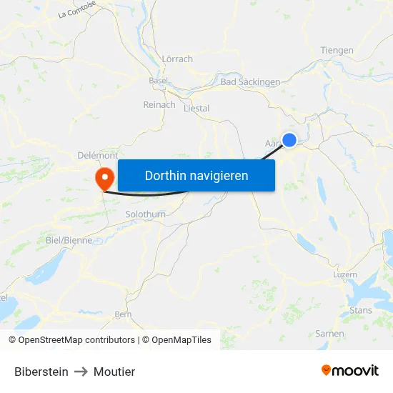 Biberstein to Moutier map