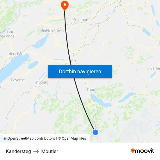 Kandersteg to Moutier map