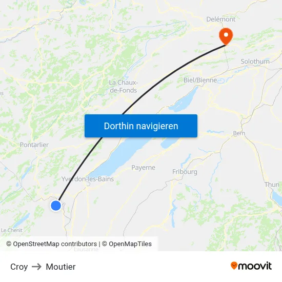 Croy to Moutier map