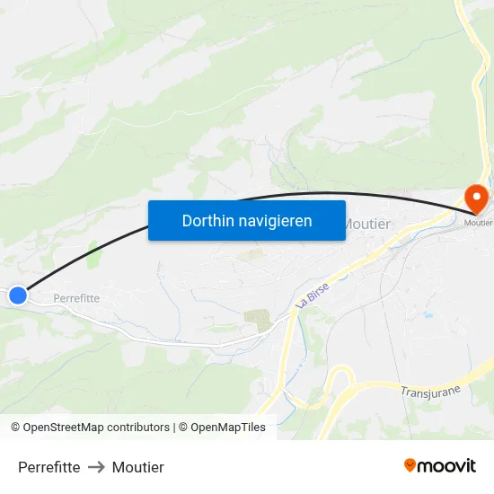 Perrefitte to Moutier map