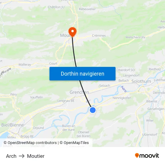 Arch to Moutier map