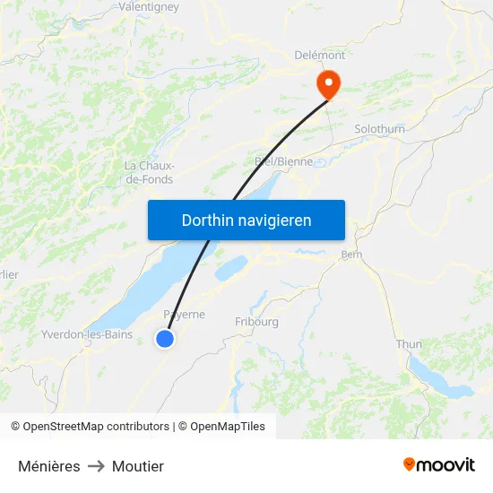 Ménières to Moutier map