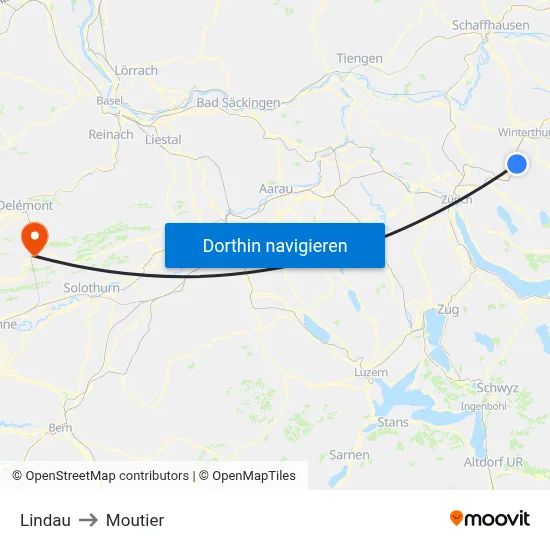 Lindau to Moutier map