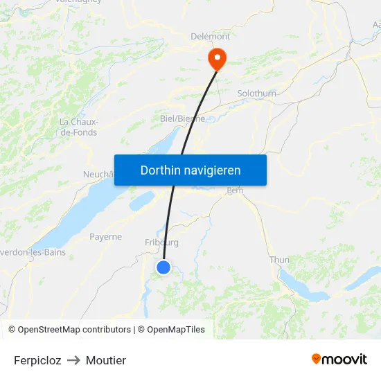 Ferpicloz to Moutier map