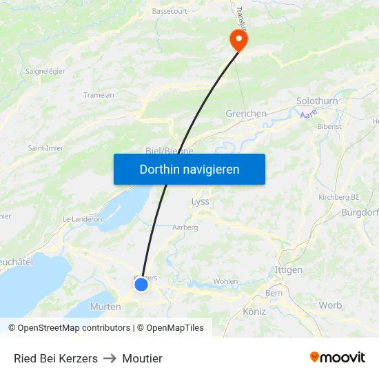 Ried Bei Kerzers to Moutier map