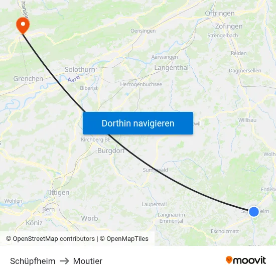 Schüpfheim to Moutier map