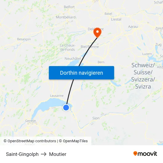 Saint-Gingolph to Moutier map