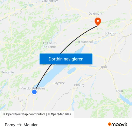 Pomy to Moutier map
