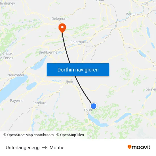 Unterlangenegg to Moutier map