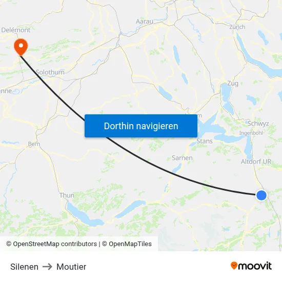 Silenen to Moutier map
