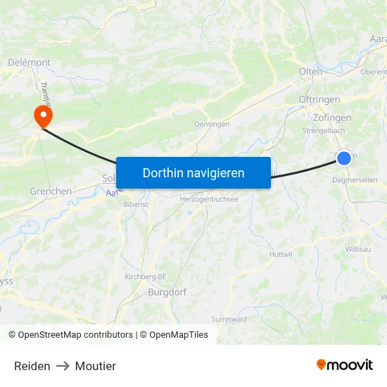 Reiden to Moutier map