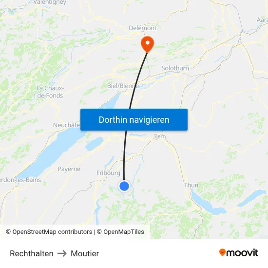 Rechthalten to Moutier map