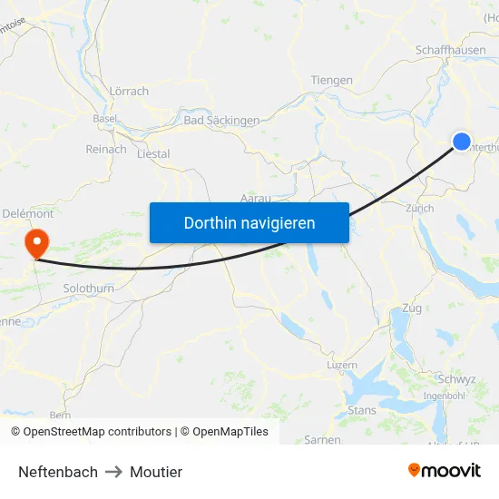 Neftenbach to Moutier map