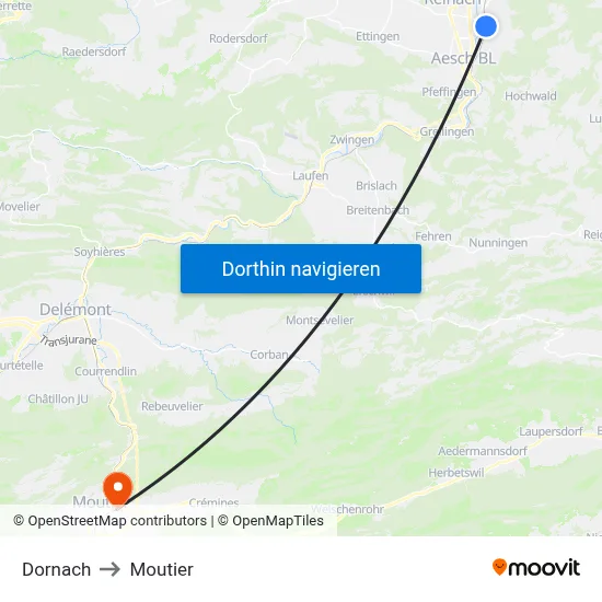 Dornach to Moutier map