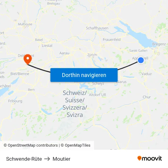 Schwende-Rüte to Moutier map