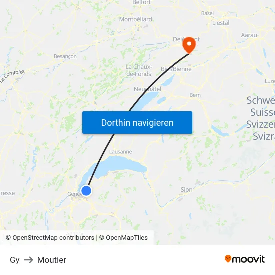 Gy to Moutier map