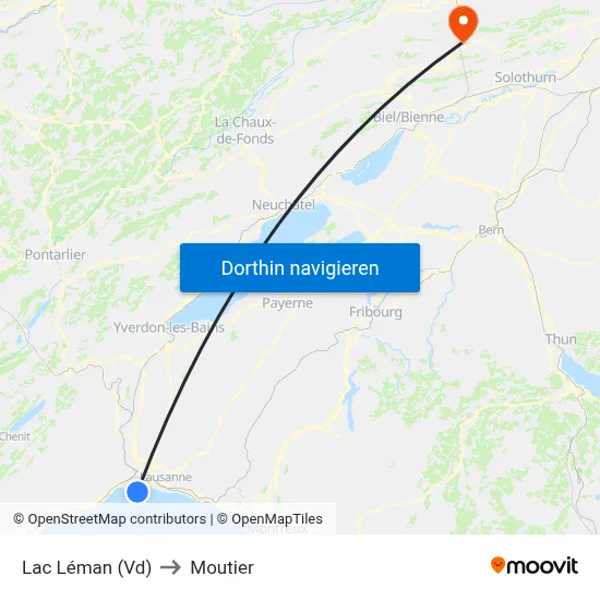 Lac Léman (Vd) to Moutier map