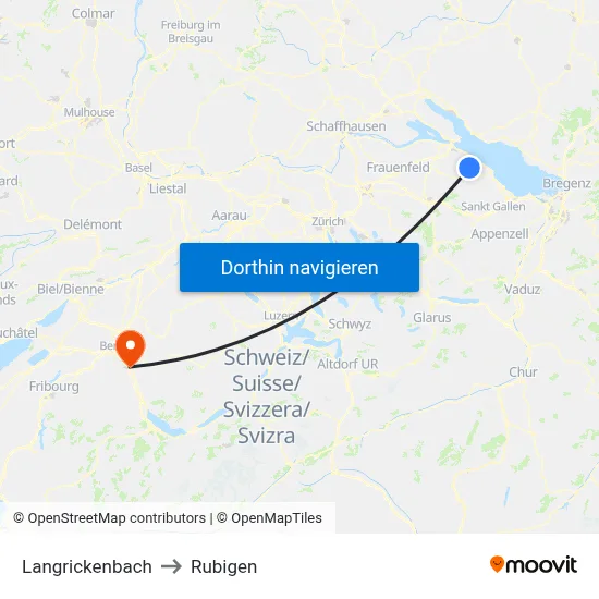 Langrickenbach to Rubigen map