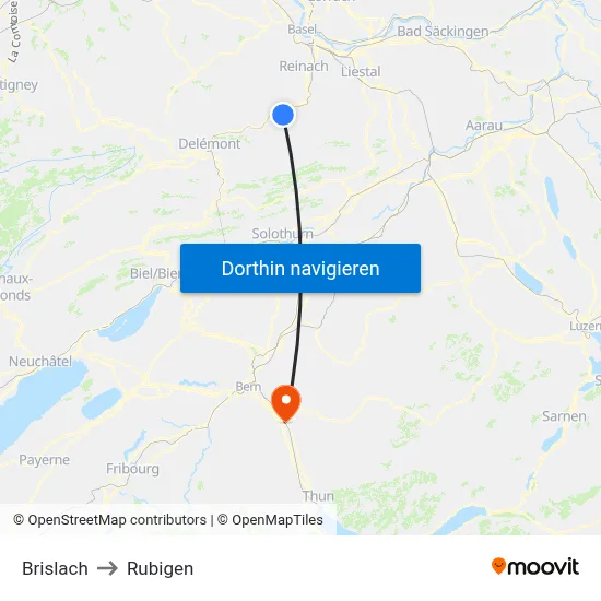 Brislach to Rubigen map