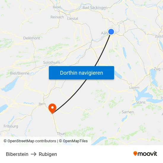 Biberstein to Rubigen map