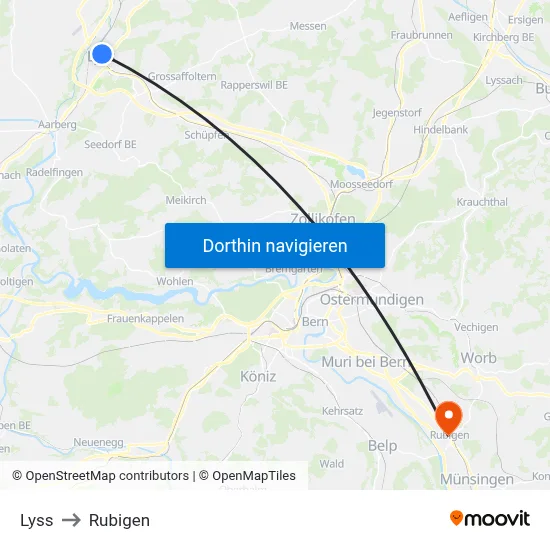 Lyss to Rubigen map