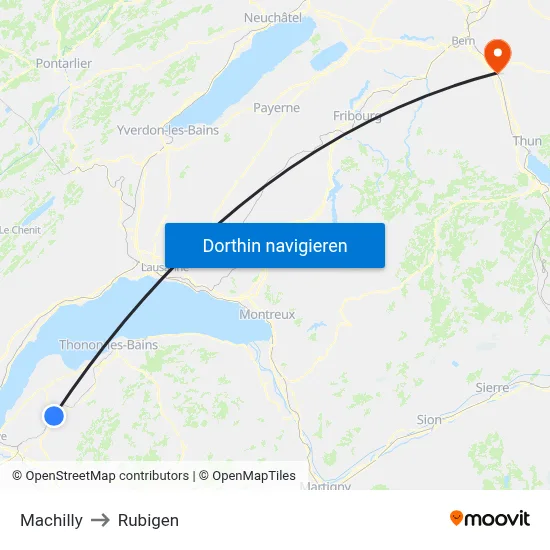 Machilly to Rubigen map