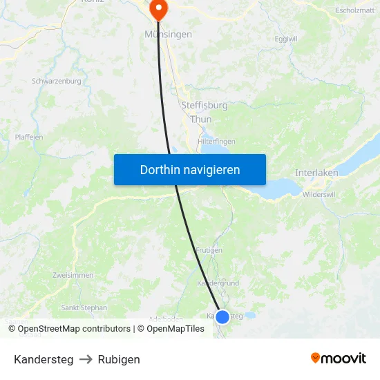 Kandersteg to Rubigen map