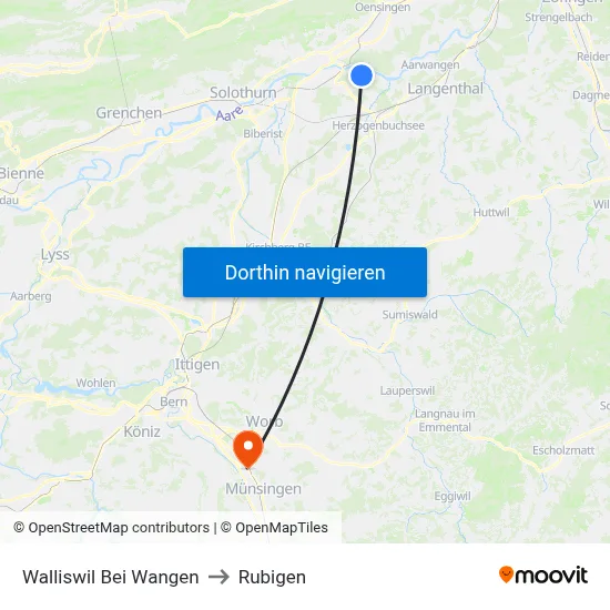 Walliswil Bei Wangen to Rubigen map