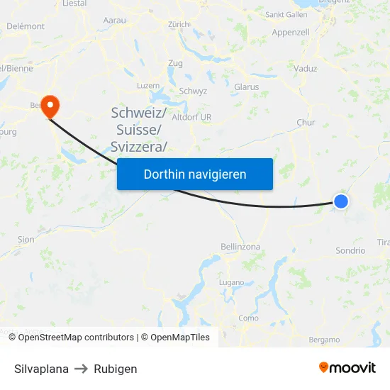 Silvaplana to Rubigen map