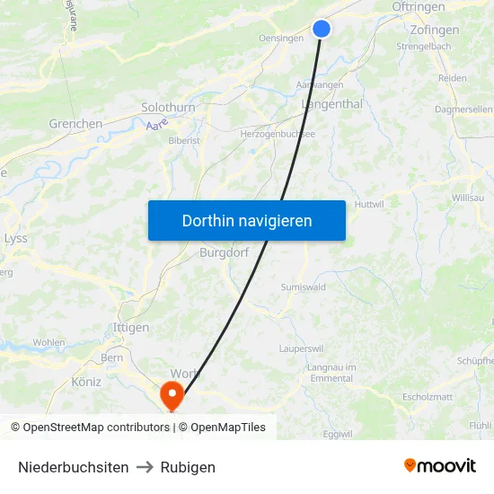 Niederbuchsiten to Rubigen map