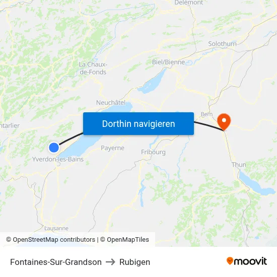 Fontaines-Sur-Grandson to Rubigen map