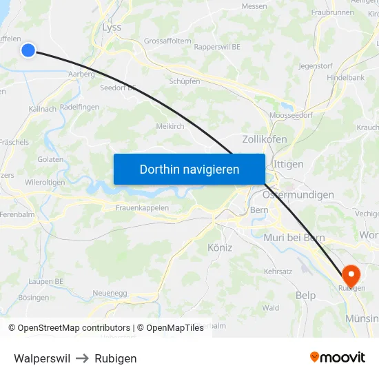 Walperswil to Rubigen map