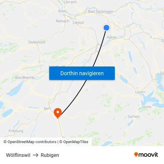 Wölflinswil to Rubigen map