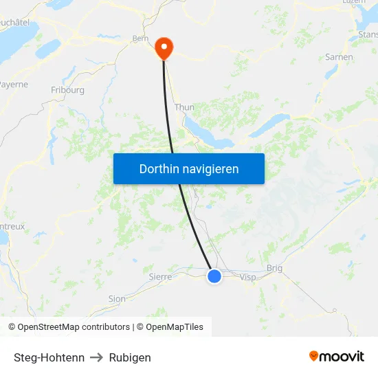 Steg-Hohtenn to Rubigen map