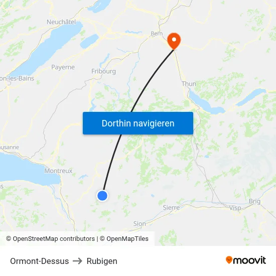 Ormont-Dessus to Rubigen map