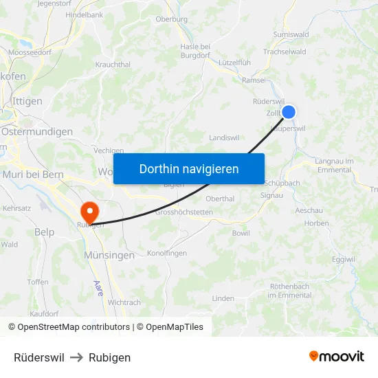 Rüderswil to Rubigen map
