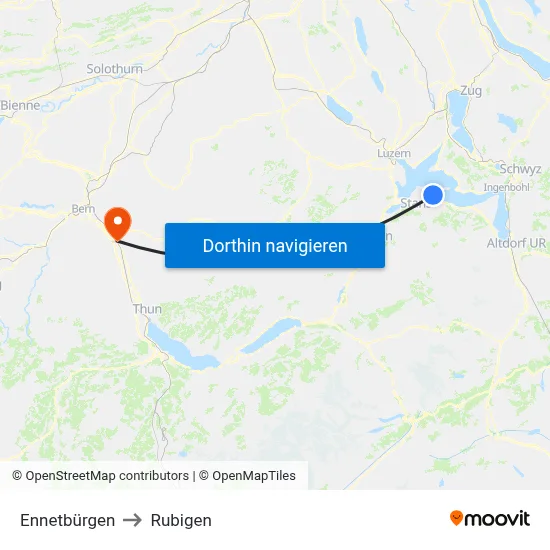 Ennetbürgen to Rubigen map