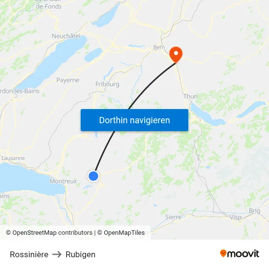 Rossinière to Rubigen map
