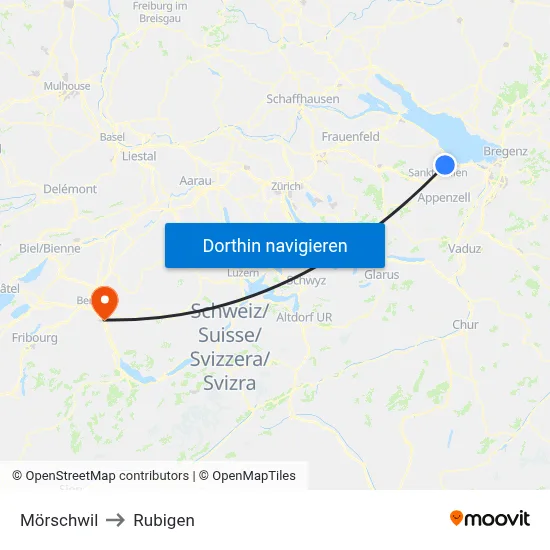 Mörschwil to Rubigen map