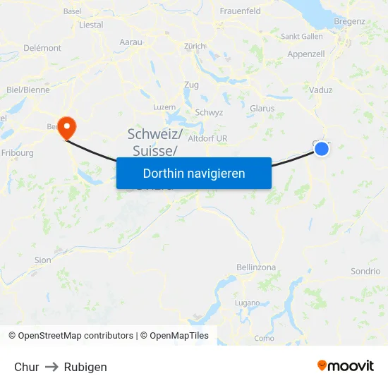 Chur to Rubigen map