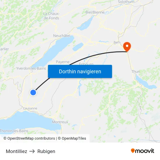 Montilliez to Rubigen map