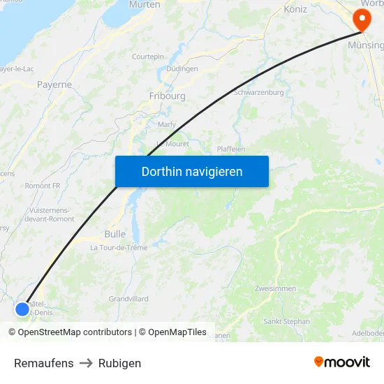 Remaufens to Rubigen map