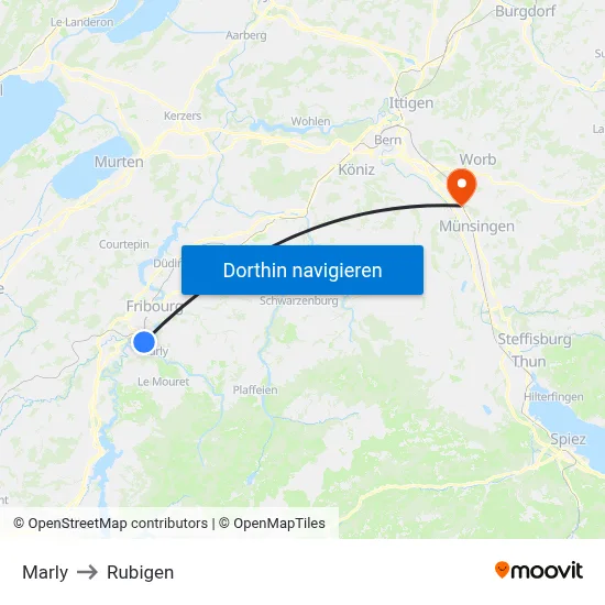 Marly to Rubigen map