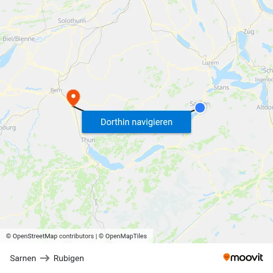 Sarnen to Rubigen map